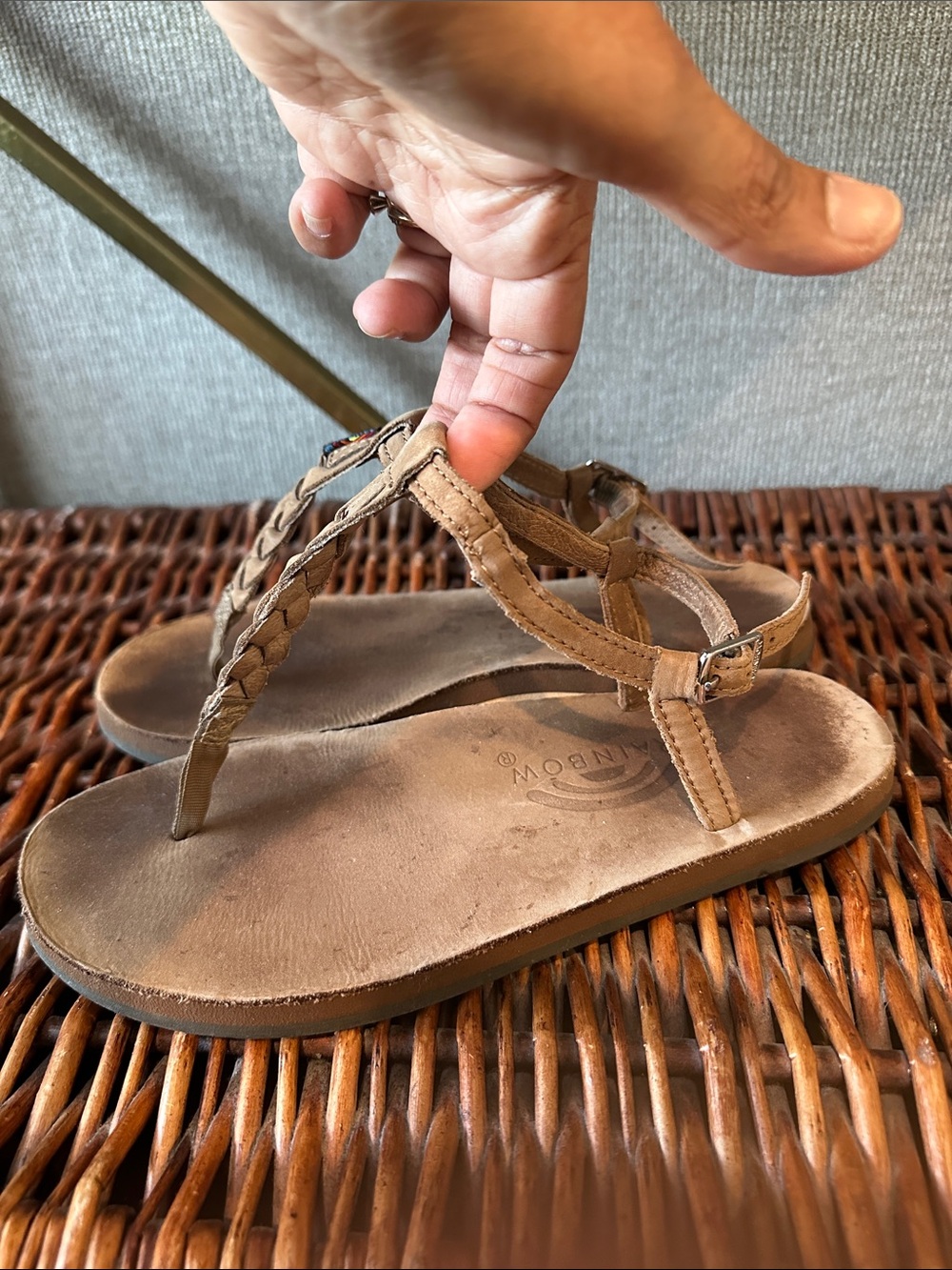 Rainbow  T-Street Braided Sandal - Brown. Size Small - Picture 3 of 5